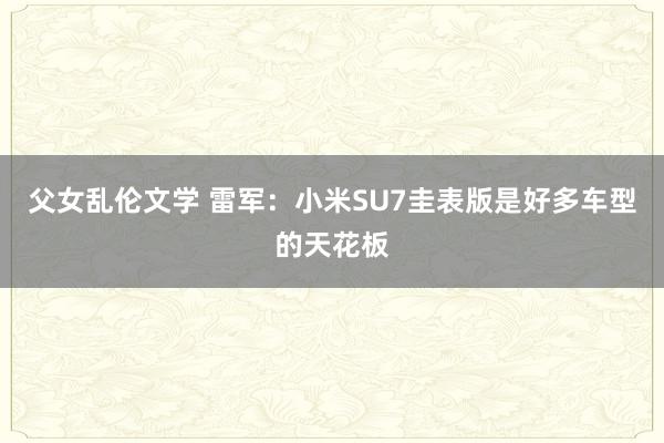 父女乱伦文学 雷军：小米SU7圭表版是好多车型的天花板