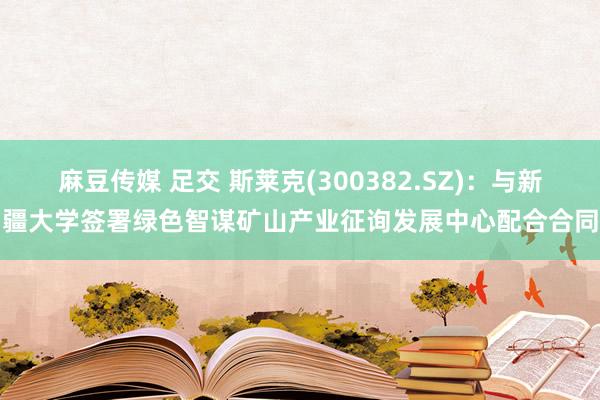 麻豆传媒 足交 斯莱克(300382.SZ)：与新疆大学签署绿色智谋矿山产业征询发展中心配合合同